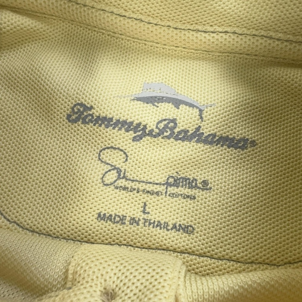 Tommy Bahama Polo Shirt Mens L Yellow 62% Pima Cotton 38% Polyester Tagless - Picture 6 of 9